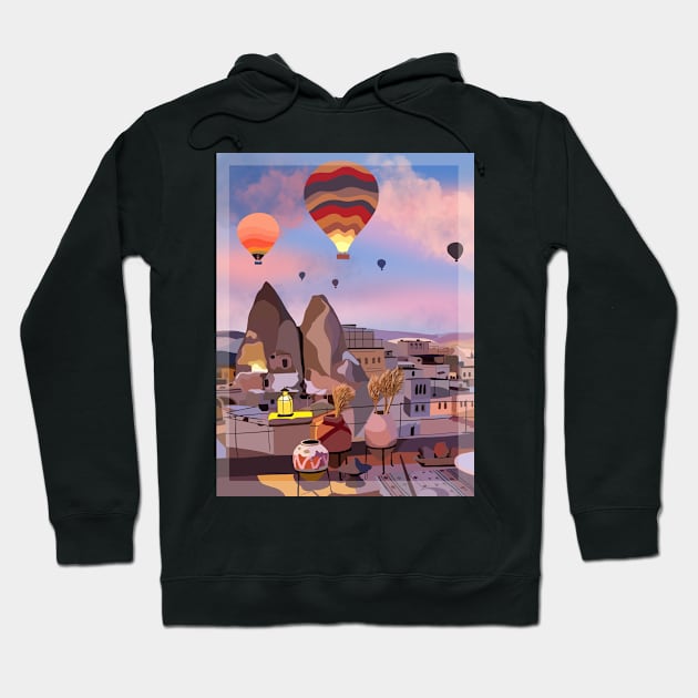 Cappadocia Air Balloons Turkey Wall Art Hoodie by Holailustra